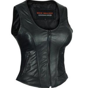 High Mileage HML1041 Women's Lady Biker Leather Motorcycle Vest